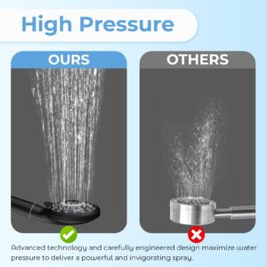 Filtered Shower Head With Handheld, 5 Spray Mode With Filters High Pressure Water Flow Showerhead, Water Softener Filters Beads For Hard Water Remove Chlorine Reduces Dry Itchy Skin-Black.