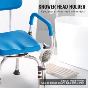 VEVOR Swivel Shower Chair 360 Degree, Adjustable Shower Seat with Pivoting Arms & Padded Bath Seat for Inside Shower or Tub, Non-Slip Rotating Bathtub Chair for Elderly Disabled, 300LBS Capacity