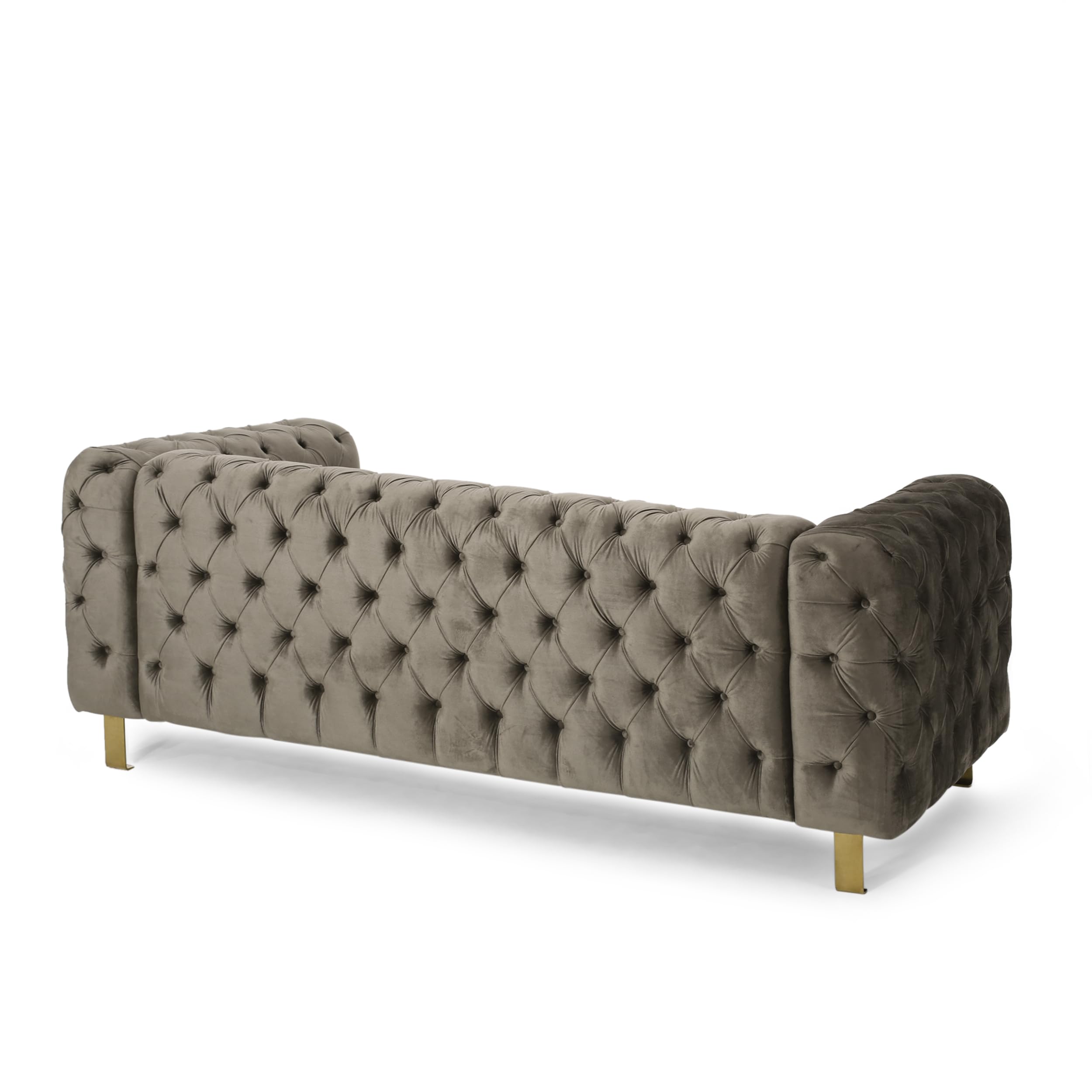 Merax Comfy 3-seat Sofa with Tufted Back and Arm and Gold Iron Legs, Modern Couch for Living Room, Bedroom, Apartment, Office, Gray