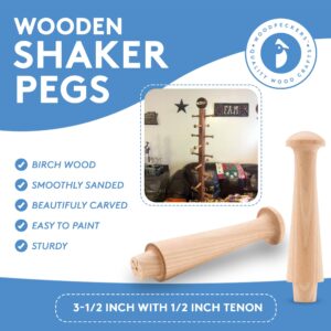 Wooden Shaker Pegs 3-1/2-inch w/ 1/2-inch Tenon, Pack of 10 DIY Wooden Wall Hooks, Wood Hooks for Hanging Shaker Peg Rail and Coat/Hat/Towel Hook, by Woodpeckers