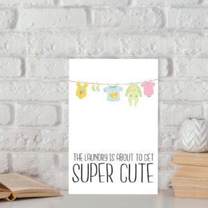 mmuue Funny Baby Shower Card for New Mom Dad Parents, Adorable Baby Shower Card for Girl Boy, New Baby Arrival Card, Congrats Pregnancy Card, Super Cute Laundry