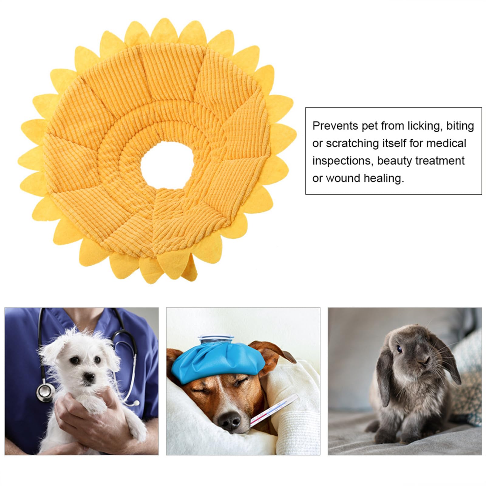 Cat Cone, Pet Recovery Collar Sunflower Shape Pet Elizabethan Collar Pet Recovery Cone Adjustable Pet Collar for Cat Dog (Size 5 Neck Circumference 29-35cm)