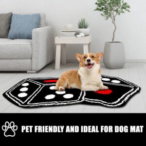 Dice Rug, Cool Dice Decor Mat, Unique Aesthetic Retro Small Area Rugs, Machine Washable Non-Slip Tufted Dice Rugs for Bathroom Bedroom Kitchen Y2K Room Decor (31.5" X 47.2" Black)