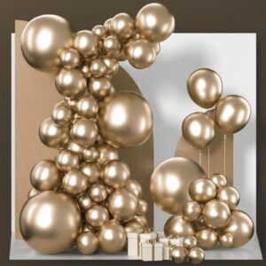 partywoo metallic gold balloons 152 pcs chrome gold balloons different sizes pack of 18 12 10 5 inch gold balloon arch kit balloon garland for birthday graduation new year party decorations gold-g127