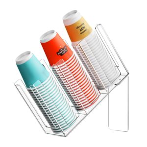 lumanman acrylic coffee cup holder, coffee station organizer for disposable cup and lid, clear coffee bar accessories