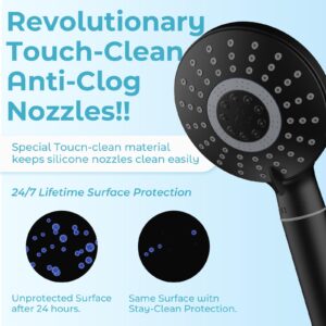 Filtered Shower Head With Handheld, 5 Spray Mode With Filters High Pressure Water Flow Showerhead, Water Softener Filters Beads For Hard Water Remove Chlorine Reduces Dry Itchy Skin-Black.