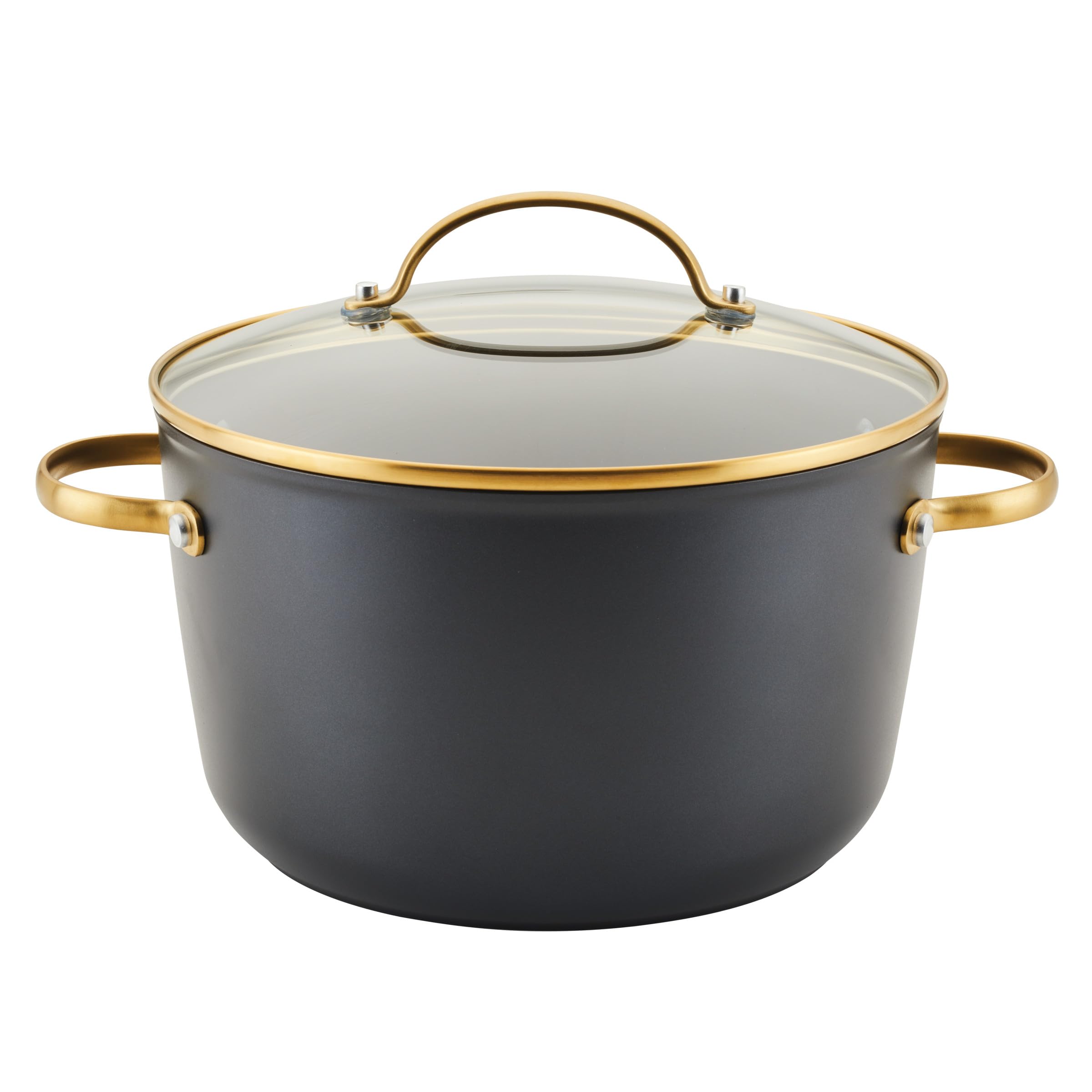 Farberware Forged Induction Ceramic Nonstick Cookware Stockpot with Lid, Dishwasher Safe, Suitable for All Stovetops, 6 Quart Soup Pot, Stockpot - Black and Gold