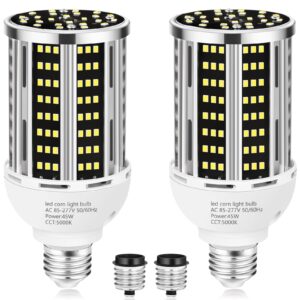 45w 2 pack led corn light bulb,400w equivalent 5000k commercial grade daylight e26/e39 6000lm medium mogul base led lamp,large area lights for outdoor indoor garage warehouse street factory bay light