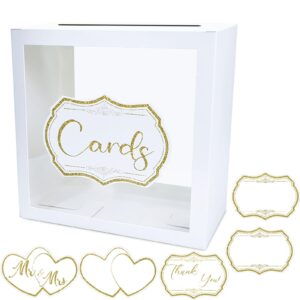 falizifu white card box, gift card box holder clear card box for wedding receptions, retirements, birthdays party, bridal & baby showers, anniversaries