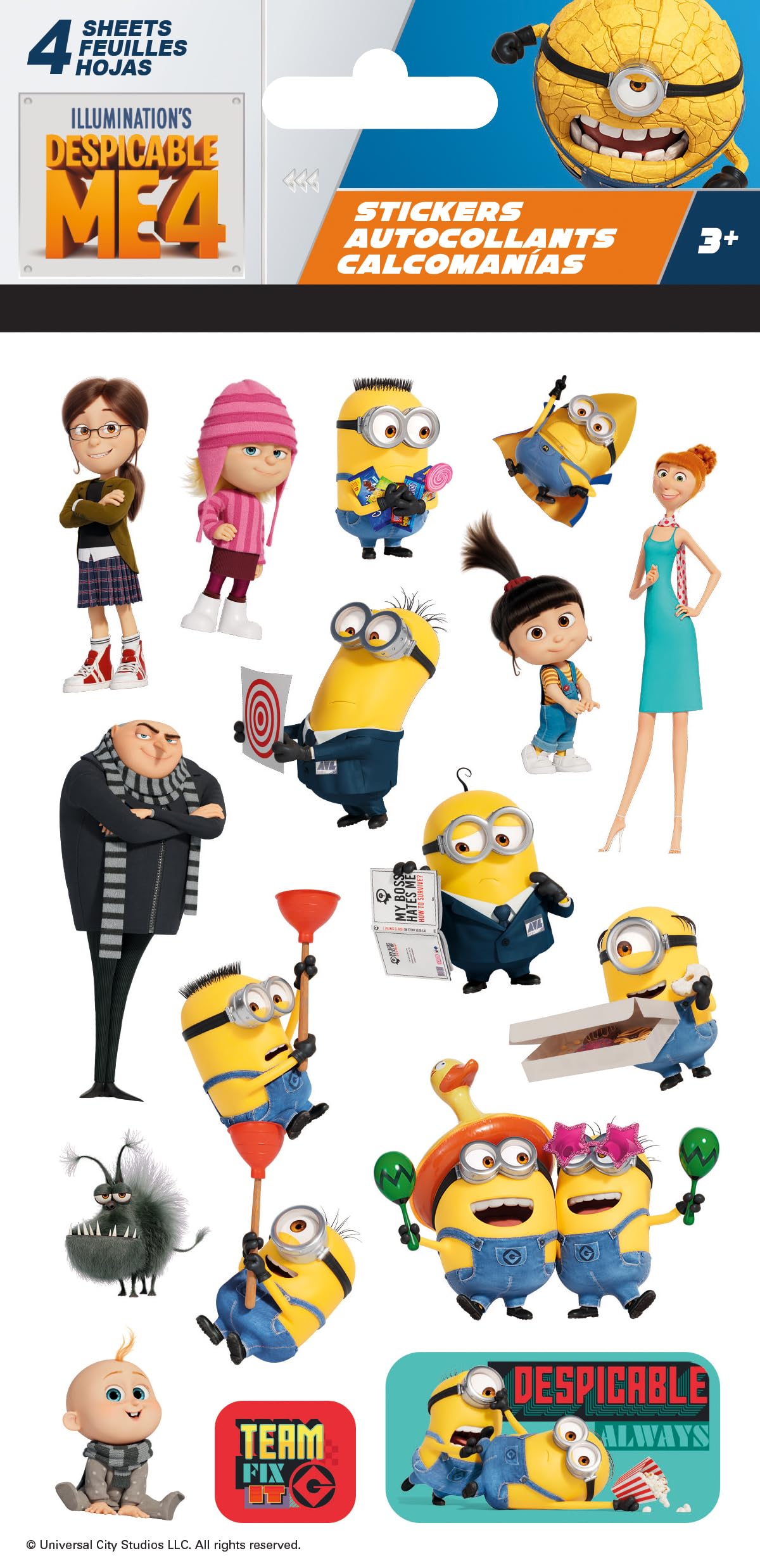 Illumination - Despicable Me 4-Standard 4 Sheet Stickers Standard Stickers - 4 Sheet