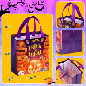 Happy Halloween Trick or Treat Bags Pumpkin Ghost Witch Gift Bags, Halloween Candy Tote Bags with Handles for Kids, Non-Woven Halloween Bags for Gifts Wrapping, Party Supplies, 9.1×8.7×4.5inch,6-Piece