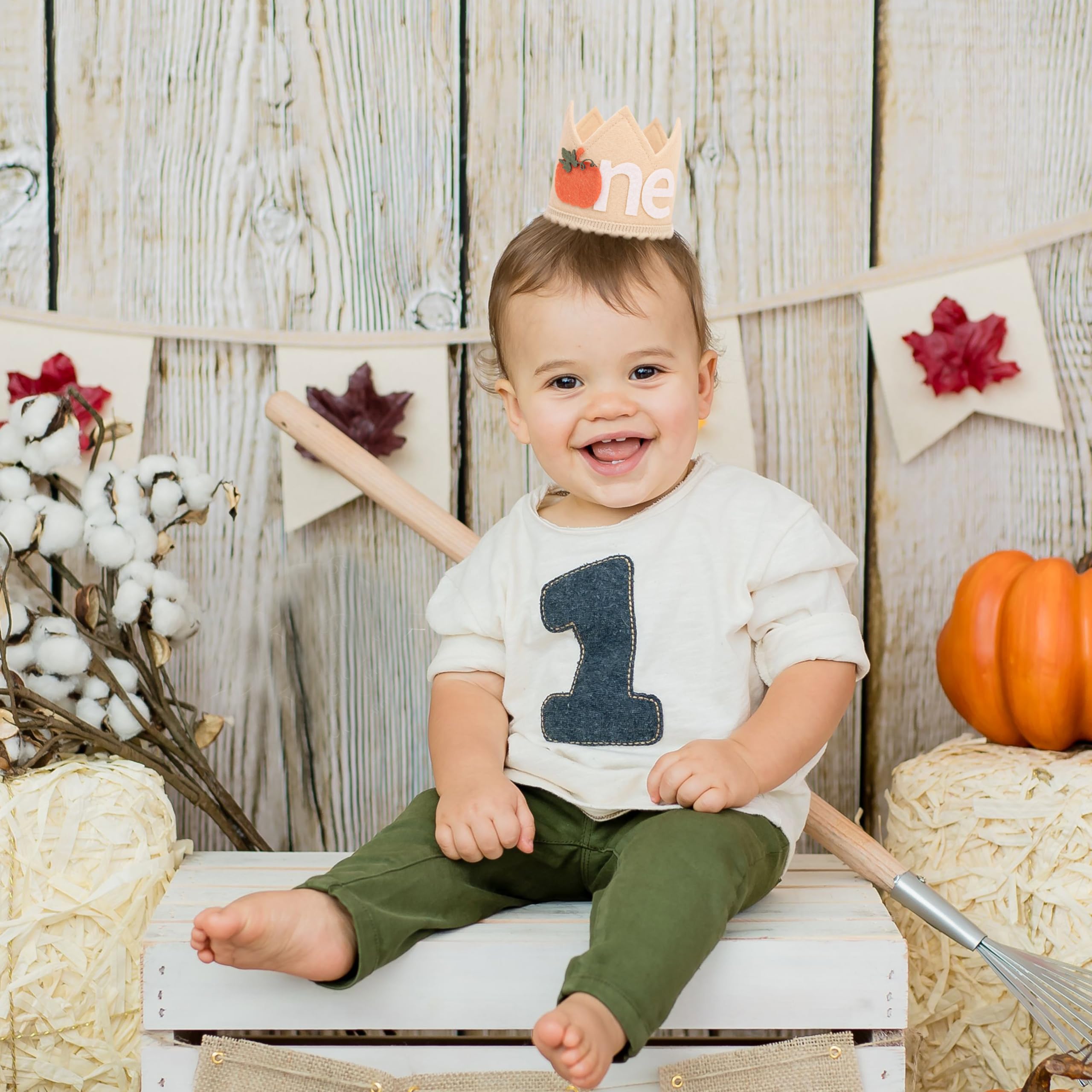 Pumpkin 1st Birthday Crown Hat - Little Pumpkin First Birthday Crown, Pumpkin Theme Birthday Decoration, Thanksgiving Day Birthday Party Supplies, Baby Boy/Girl Fall Birthday Cake Smash Photo Prop