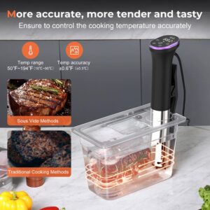 Hobsir hob Sous Vide Cooker Kit, 1100W Sous Vide Machine with 30 Seal Bags, Vacuum Pump, Magnets, LED, Wifi App Control, Silence Stainless Steel Immersion Circulator Slow Cooking Machine Sous-vide Kit