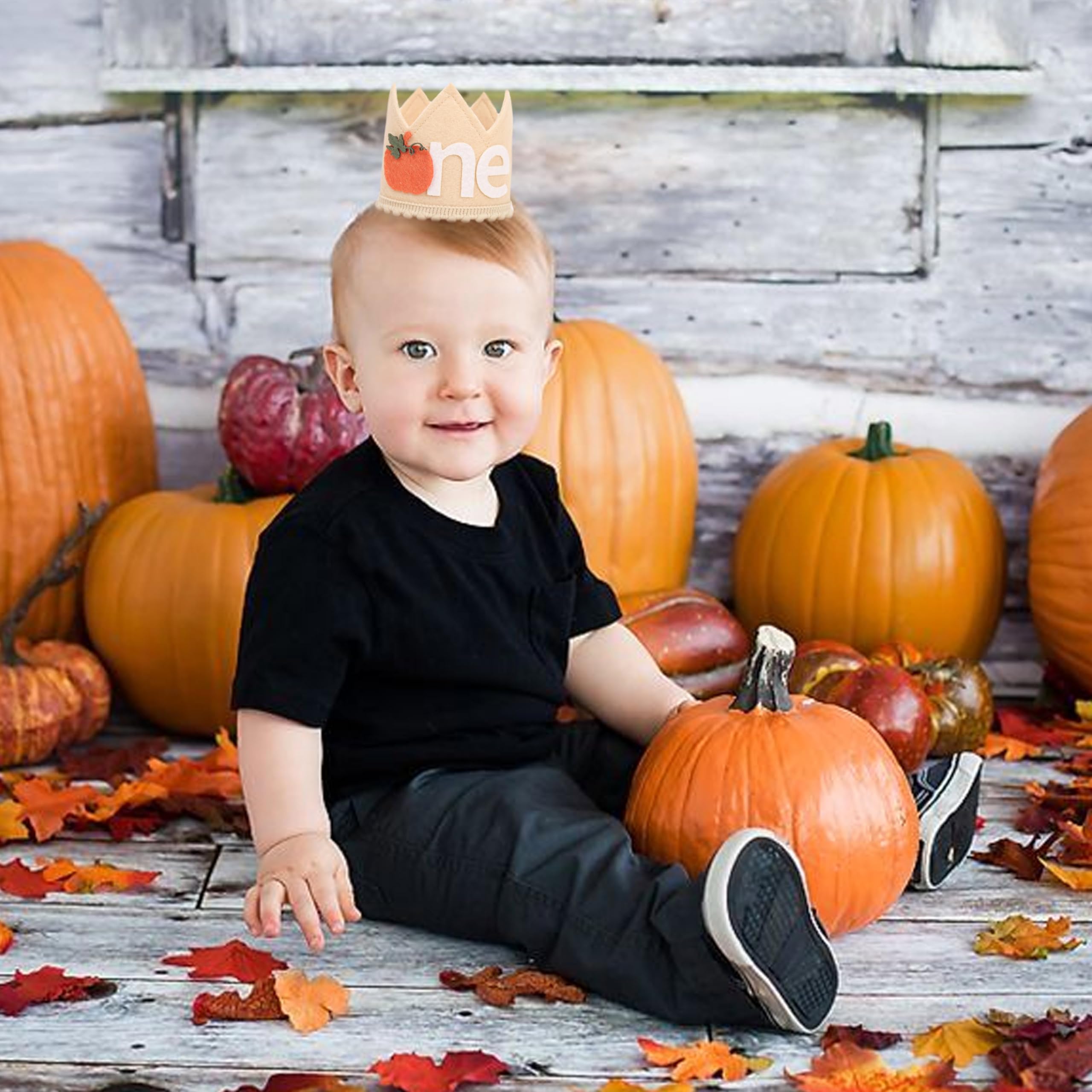 Pumpkin 1st Birthday Crown Hat - Little Pumpkin First Birthday Crown, Pumpkin Theme Birthday Decoration, Thanksgiving Day Birthday Party Supplies, Baby Boy/Girl Fall Birthday Cake Smash Photo Prop