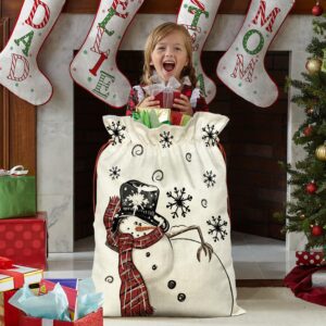 Horaldaily 3PCS Christmas Gift Bag Christmas Sacks for Presents 16x20 Inch,Christmas Tree Snowman Stocking Storage Sack Present Xmas Gift Bags Party Favors Bags