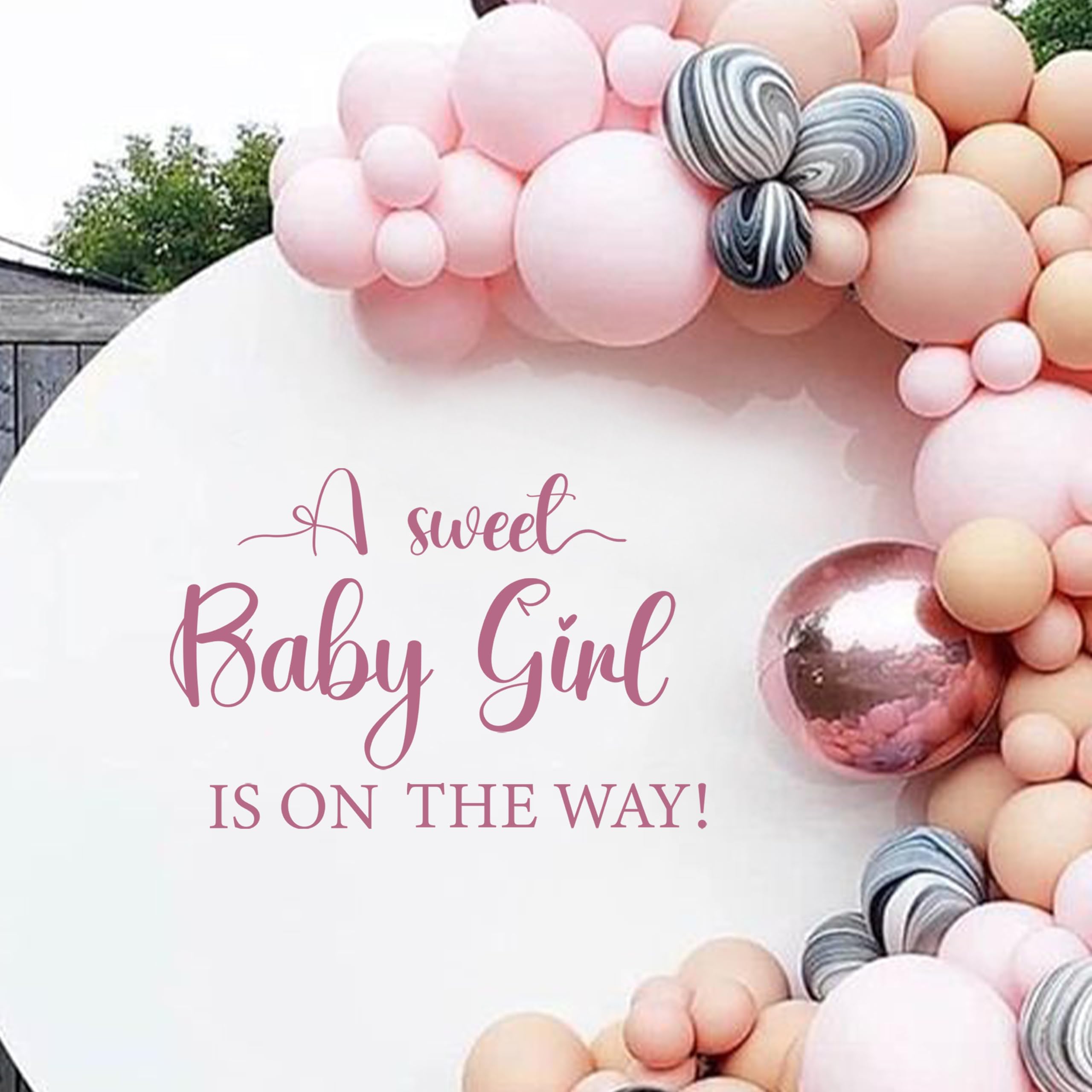 CIEQR Sweet Baby Girl Sign Decal for Baby Shower Decorations - Gender Reveal Sign Decal, Baby Shower Party Decal Sign for Party, Balloon Arch, Backdrop, Room...