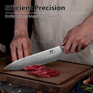 ZF 8 Inch Damascus Kitchen Chef Knife Professional Japanese VG10 Super Steel 67 Layers Santoku Knife Cooking Knife Utility Knife for Meat Vegetable Fruit (YE008)