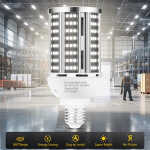 45W 2 pack LED Corn Light Bulb,400W Equivalent 5000K Commercial Grade Daylight E26/E39 6000LM Medium Mogul Base LED Lamp,Large Area Lights For Outdoor Indoor Garage Warehouse street Factory Bay Light