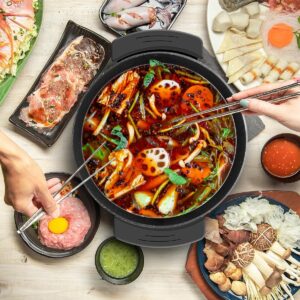 Food Party Electric Hot Pot Skillet Hotpot Pot Electric Cooker Shabu Shabu Pot 110V Non-Stick 6L BPA FREE Fondue Chinese Hot Pot