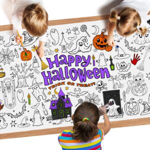 halloween giant coloring poster - 1 pack large happy halloween coloring table cloth for kids, jumbo paper coloring tablecloth for gifts activities games halloween party favors supplies, 30 x 72 inch