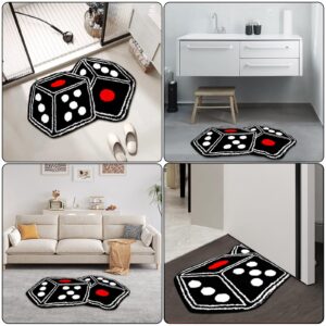 Dice Rug, Cool Dice Decor Mat, Unique Aesthetic Retro Small Area Rugs, Machine Washable Non-Slip Tufted Dice Rugs for Bathroom Bedroom Kitchen Y2K Room Decor (31.5" X 47.2" Black)