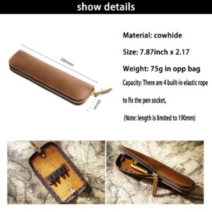 MIVLXLX Leather Pencil Case Organizer with Zipper Mini Portable Pen Bag, Stationery Storage (coffee)