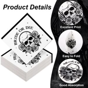 Aodaer 48 Pieces Bride or Die Paper Napkins Disposable Bride or Die Party Napkins Cocktail Dinner Napkin Set 13" x 13" Unfolded Halloween Tableware Napkins for Bride or Die Party Supplies