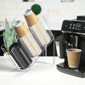 Lumanman Acrylic Coffee Cup Holder, Coffee Station Organizer for Disposable Cup and Lid, Clear Coffee Bar Accessories