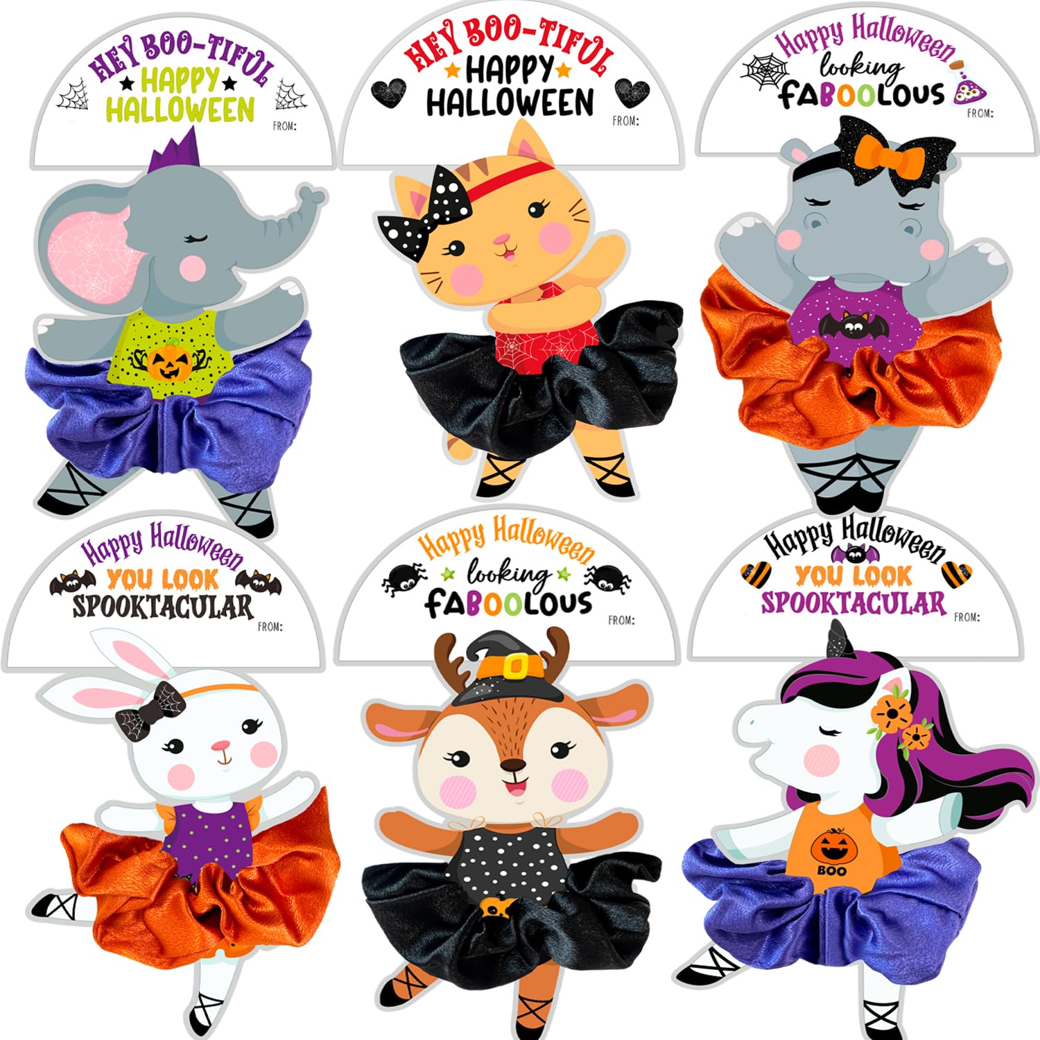 Halloween Party Favors for Girls Dance 18Pack with Scrunchies, Halloween Girly Ballerina Goodie Bag Stuffers, Halloween Non Candy Treats, Halloween Ballet Class Gifts School Handouts Stuff Treat Bags