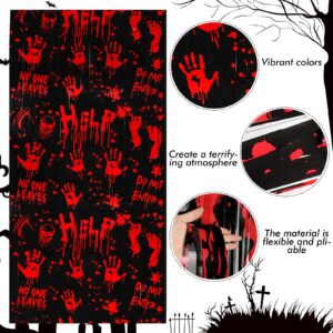 HOWAF Halloween Foil Fringe Curtains Killer Birthday Party Decoration,2 Pack 3.2 * 6.5ft Creepy Bloody Hands Backdrops Halloween Horror Night Red Handprint for Halloween Zombie Vampire Supplies