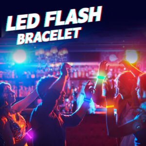 12/24 PCS Glow Bracelets, LED Bracelets for Kids and Adults, Glow in The Dark Party Supplies for Music Festival, Festival Camping, Rave Accessories, Light Up Party Favors