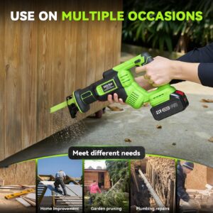 Reciprocating Saw Cordless, 3000 RPM Brushless Power Reciprocating Saw With 21V 2 x 4.0Ah Battery, 28mm Reciprocating Stroke, 8 Saw Tool-Free Blade Change for Wood Metal PVC Cutting