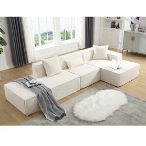 hzanhy 129" modular sectional sofa couch, l-shape upholstered cloud couch, modern minimalist couches for living room, deep seat corner couch, right facing chaise