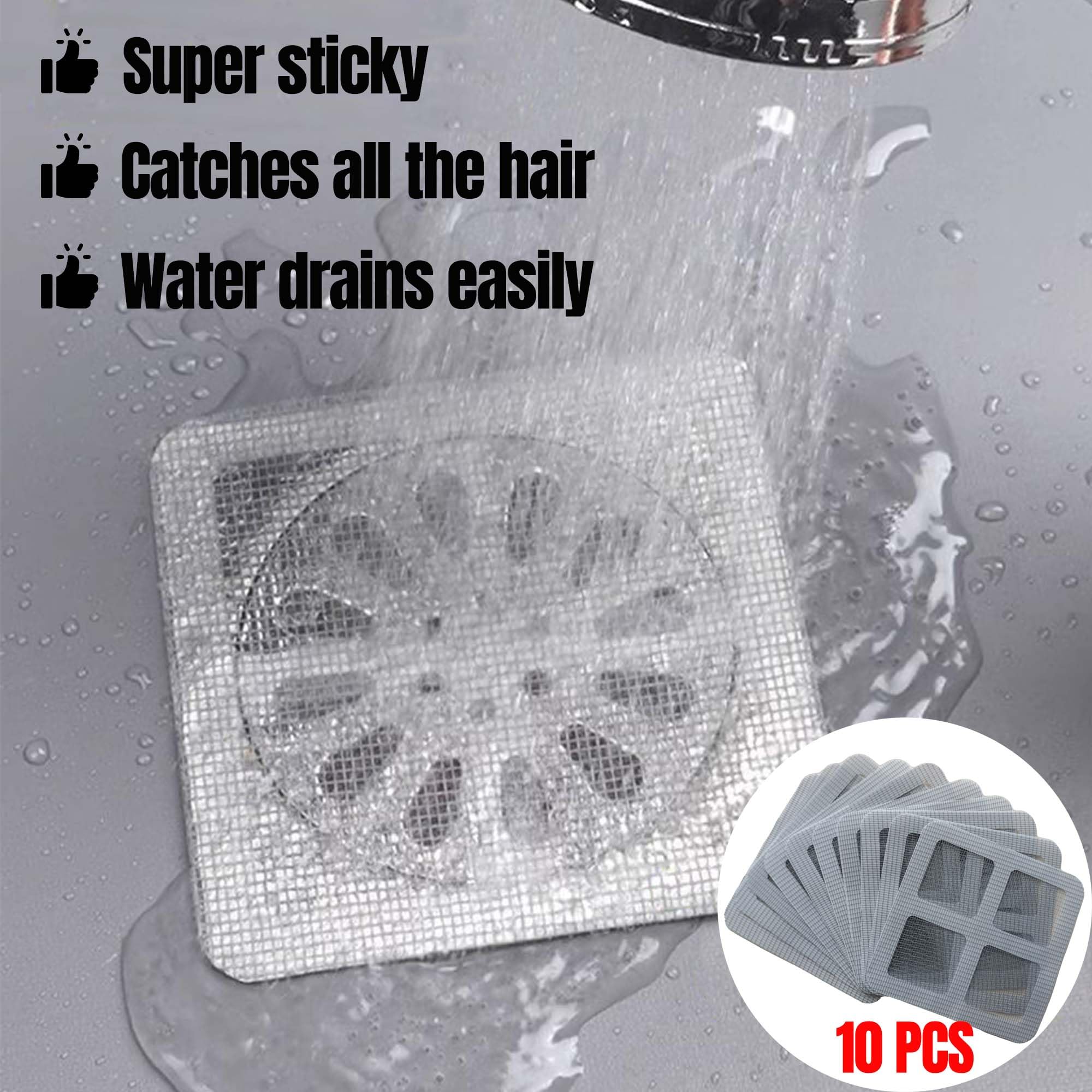 10 Pack Shower Drain Hair Catcher Shower Drain Cover,4"X4" Disposable Hair Drain Mesh Stickers,Bathtub Hair Catcher for Drain,Shower Floor Drain Cover Square,Bathroom,Laundry, Bathtub (10PCS)