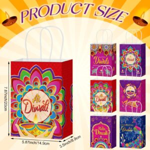 Skyygemm 30 Pcs Diwali Gift Bags with Handles Large Happy Diwali Treat Bags Diwali Goody Paper Bags for Diwali Party Favor Supplies Decor Candy Gifts Containers