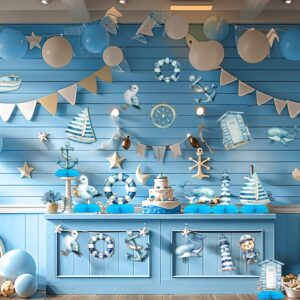 36-Piece Nautical Party Decorations - Ocean Theme Birthday Party Decor for Birthday, Baby Shower, and Nautical Celebrations