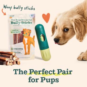 WOOF BullySafe and Bully Sticks - Nutritious Chew Sticks for Dogs and Bully Stick Holder for Safe, Long-Lasting Play - No More Swallowed Ends - 6" Sticks - 10 Pack