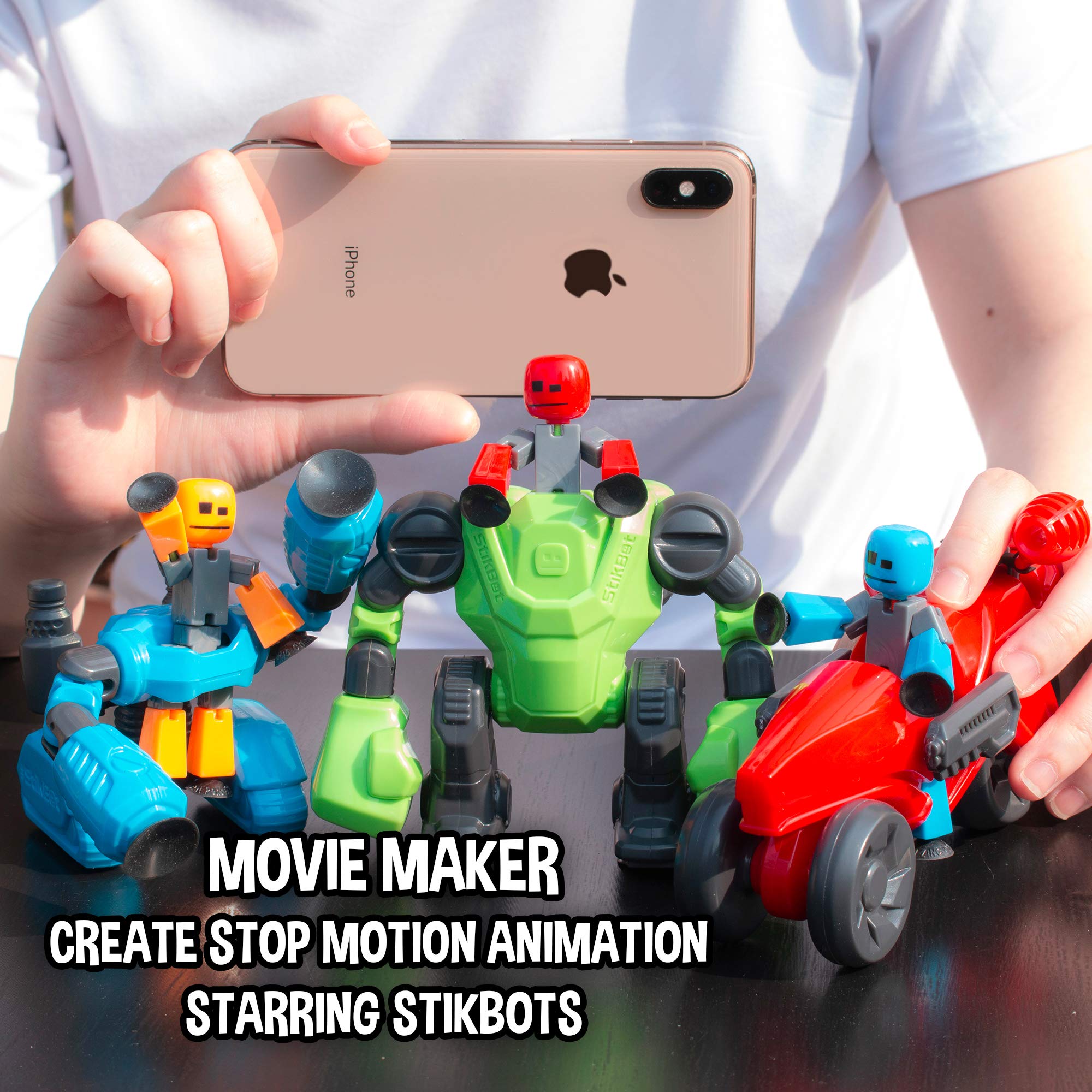 Zing Stikbot Megabots - Red (Turbo Cycle) Stikbot Poseable Collectible Stop Motion Action Figures and Mega Vehicles