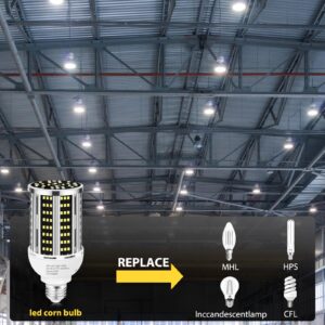 45W 2 pack LED Corn Light Bulb,400W Equivalent 5000K Commercial Grade Daylight E26/E39 6000LM Medium Mogul Base LED Lamp,Large Area Lights For Outdoor Indoor Garage Warehouse street Factory Bay Light