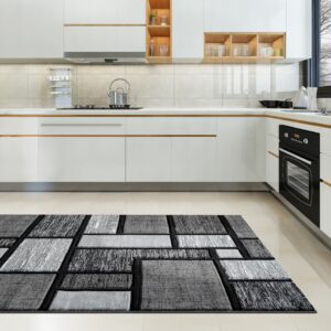 HADBA Geometric Area Rug - Decorative Home & Office Rug - Indoor Carpet for Living Room, Bedroom, Family or Dining Room - Non-Fading Polyester, Stain-Proof - Made in Turkey, Grey 5x7 ft