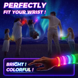 12/24 PCS Glow Bracelets, LED Bracelets for Kids and Adults, Glow in The Dark Party Supplies for Music Festival, Festival Camping, Rave Accessories, Light Up Party Favors