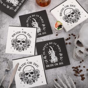 Aodaer 48 Pieces Bride or Die Paper Napkins Disposable Bride or Die Party Napkins Cocktail Dinner Napkin Set 13" x 13" Unfolded Halloween Tableware Napkins for Bride or Die Party Supplies