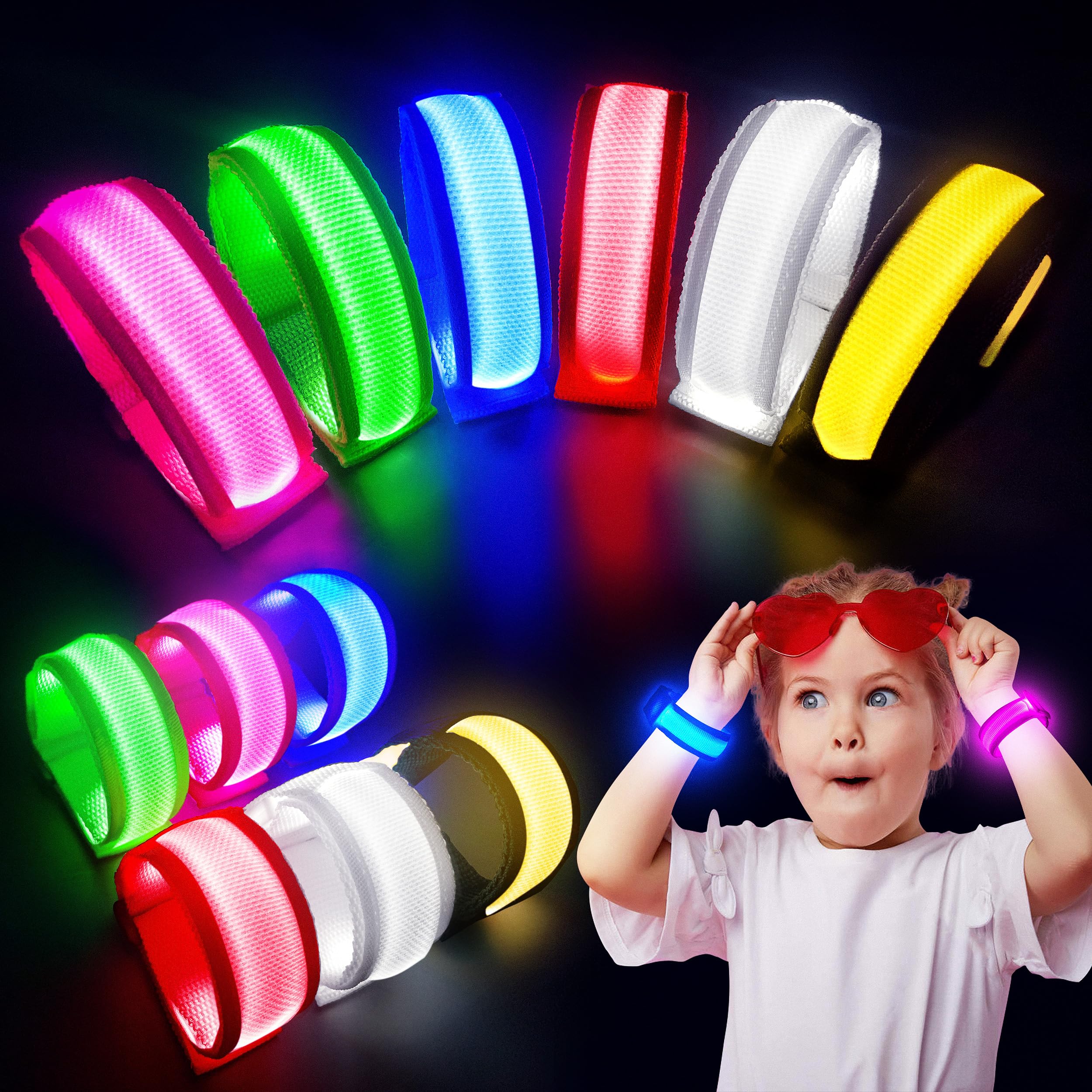 12/24 PCS Glow Bracelets, LED Bracelets for Kids and Adults, Glow in The Dark Party Supplies for Music Festival, Festival Camping, Rave Accessories, Light Up Party Favors