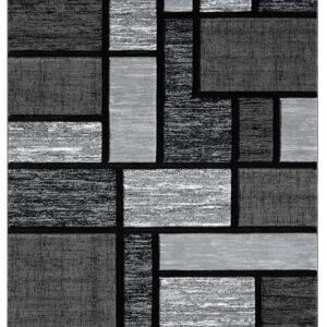 HADBA Geometric Area Rug - Decorative Home & Office Rug - Indoor Carpet for Living Room, Bedroom, Family or Dining Room - Non-Fading Polyester, Stain-Proof - Made in Turkey, Grey 5x7 ft