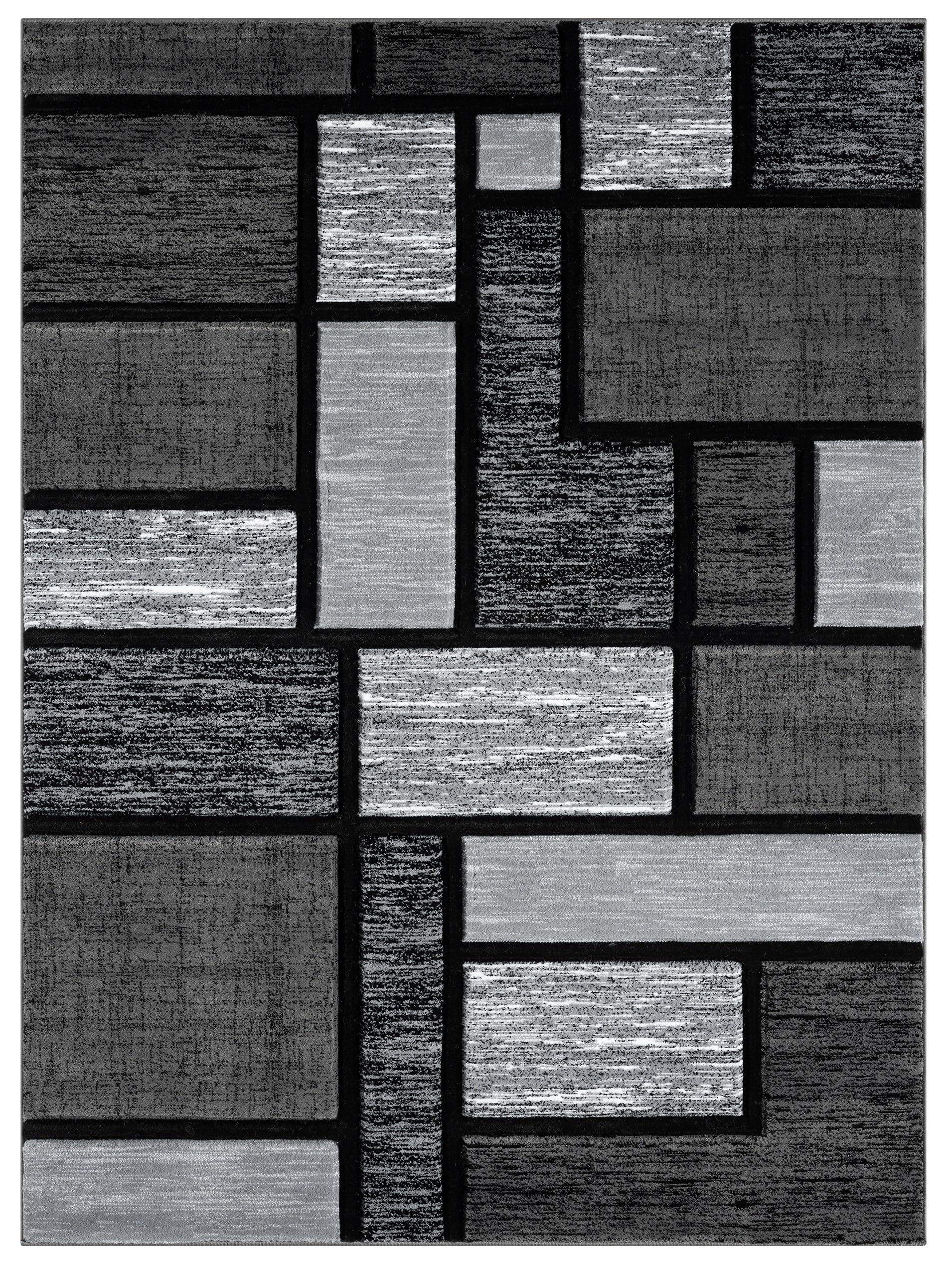 HADBA Geometric Area Rug - Decorative Home & Office Rug - Indoor Carpet for Living Room, Bedroom, Family or Dining Room - Non-Fading Polyester, Stain-Proof - Made in Turkey, Grey 5x7 ft