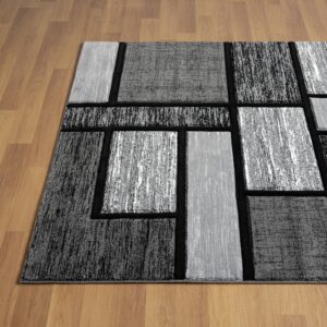 HADBA Geometric Area Rug - Decorative Home & Office Rug - Indoor Carpet for Living Room, Bedroom, Family or Dining Room - Non-Fading Polyester, Stain-Proof - Made in Turkey, Grey 5x7 ft