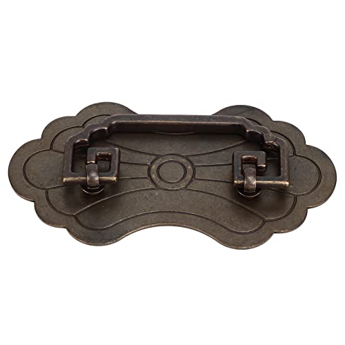 Cabinet Handles Vintage Drawer Pulls Antique Drawer Handle Retro Chinese Style Brass with 2 Screws 12.8x7cm (Bronze)