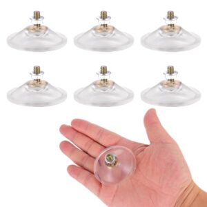 comnico thickened pvc suction cup, 6 pcs clear sucker pads with thread 2.16 inches screw extra strong adhesive glass suction holder without hooks for bathroom wall door glass window car shade