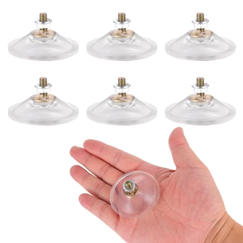 COMNICO Thickened PVC Suction Cup, 6 Pcs Clear Sucker Pads with Thread 2.16 Inches Screw Extra Strong Adhesive Glass Suction Holder Without Hooks for Bathroom Wall Door Glass Window Car Shade