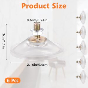 COMNICO Thickened PVC Suction Cup, 6 Pcs Clear Sucker Pads with Thread 2.16 Inches Screw Extra Strong Adhesive Glass Suction Holder Without Hooks for Bathroom Wall Door Glass Window Car Shade